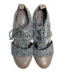 Mixed Media Tweed Lace Up Leather Loafers Shoes Size 6 Gray Photo 5