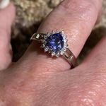 Sterling Silver Tanzanite Heart & White Cz Ring size 9 Purple Photo 3