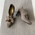 Vintage Ann Marino Brown White Herringbone Bow Tie High Heel Pumps Size 8.5 Photo 9
