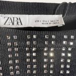 ZARA Black Knit Shiny Gem Embellished Long Sleeve Crop Top Size S Photo 11