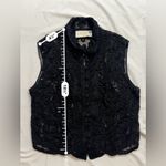 Cache Black Sleeveless Button Down embellished with beaded embroidery Photo 7