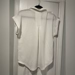 Kathy Ireland  Size S Textured Gauze White Short Sleeve Pearl Button Down Shirt Photo 10