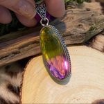 Handmade Bi-Color Tourmaline Green Purple Sterling Silver Pendant Photo 6