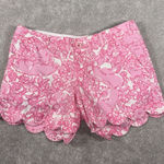 Lilly Pulitzer She's a Fox Scalloped Buttercup Shorts Pink Flowers, Size 4 EUC Photo 0