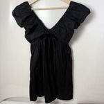 OPT Dress Women Mini Puff Sleeve Velvet Bow Babydoll Goth Dark Wednesday Black Size XS Photo 1