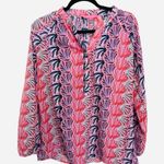 Simply Southern  women's seashell multicolor peasant blouse Medium Beach Preppy Photo 1