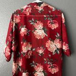 Glance Women’s XL Floral Kimono Cardigan Red Rose Print Lightweight Photo 2