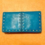 Michael Kors  leather wallet, teal blue, studded 7”x4” Photo 2