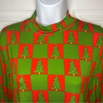 Modcloth Checkered You Got This Mock Nexk Top Knit Christmas Trees Green Red L Photo 2