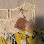 Kori NWT  Yellow Floral Lace Trim Women's blouse Photo 2