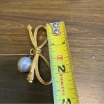 Salvatore Ferragamo Ferragamo Bow Ribbon Stick Pin Pearl Brooch Elegant Accessory Vintage Gold Photo 4