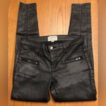 Current/Elliott  The Stiletto Biker Zipper‎ Black Coated Cropped Jeans Size 26 Photo 9