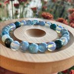 Handmade Sea Sediment Jasper + dyed Blue Agate + Opalite Beaded Bracelet * Photo 1