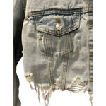 Trio Urban NWT Virgin Mary Blessed Cropped Denim Jean Jacket Size Small/Medium Blue Photo 2