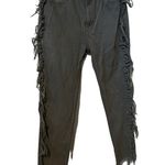IRO  Grey Straight Leg High Rise Fringe Raw Hem Size 28 Jeans. Photo 2