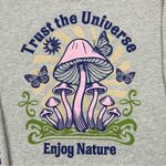 Obsessive Love Trust The Universe Enjoy Nature Gray Pullover Crewneck Sweatshirt Photo 1