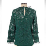 J.Crew  Green Teal Lace Elegant Blouse Top Shirt Ruffle Size S Small Photo 2