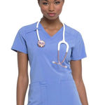 Dickies  EDS Essentials Women's V-Neck Ciel Sz XXS Top Photo 0