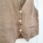 Reformation  |‎ 100% Linen Cienna Button Vest in Mushroom Brown Photo 7