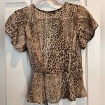 Lulus Lulu’s Hot Take Light Beige Leopard Print Sheer Wrap Top Size Small Photo 2