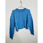 Rachel Parcell Baby Blue Cable Knit Long Sleeve Crewneck Sweater size Small Photo 2