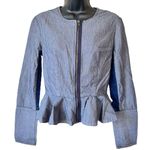 Armani Exchange Striped Peplum Denim Jacket Blue Photo 12