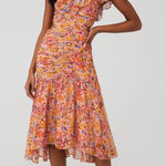 ASTR Revolve x  the Label Devereaux pink‎ multi floral chiffon midi dress Photo 0