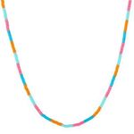 Gorjana Miami Gigi Glass Beaded Stripe Necklace 18K Gold Plated Orange Aqua Pink Photo 0