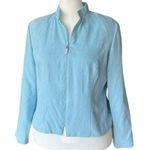 Dress Barn Pastel Blue Full Zip Faux Suede Jacket Women Size L Spring Robin's Egg Photo 1