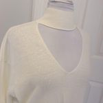 Alice + Olivia Ivory Linen Blend Choker Neck Sweater Photo 4