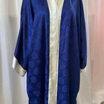 Victoria's Secret Women's  Blue Ivory Floral Satin Robe One Size Photo 0