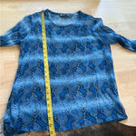 Equipment 100% Silk Blue Python Print Sheer Blouse Size Small Photo 7