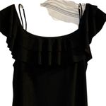 American Living Women's Off-Shoulder Black Ruffle Midi Dress Stretch Size 6 Photo 3