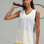 Lululemon V-Neck Mesh Tennis Tank Top
White / Yellow Serpentine / True Navy Photo 0
