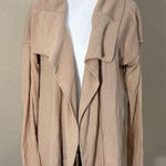 Brochu Walker Women's Beige Linen Blend Open Waterfall Cardigan Sz L Luxury EUC Photo 0