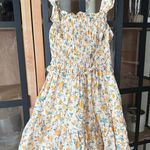 Tuckernuck Ella Blu eyelet floral smocked mini dress tiered ruffle sleeveless marigold Photo 0