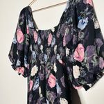 Nicholas Black Purple Floral 100% Silk Square Neckline A Photo 10