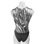 Women's Silver Gray Metallic Sleeveless Hooded Hoodie Bodysuit Tank Top Size S Photo 1