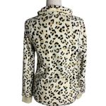 Leopard Print Fleece Pullover Sweater S White Snaps Long Sleeve High Neck Photo 3