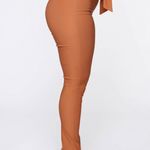 High Waist Pants With Tie Knot Size XS Brown Photo 4