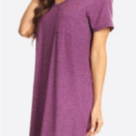 Yelete Criss Cross Back TShirt Dress Swing Athletic VNeck Purple S Photo 0