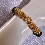 Feng Shui Black and gold tone Mantra Bead Bracelet with Double dragons Photo 1