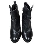 Lane Bryant  Black Leather Ankle Boots Block Heel Buckle Side Zip Womens Size 10W Photo 5