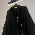 St. John  Bomber Jacket Full Zip Black Gold Zippers Moto Asymmetrical Size Large Photo 1