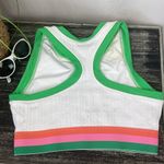 Beach Riot  White Green & Pink Preppy Knit Racerback Crop Top M Photo 3