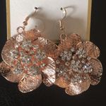 Adrienne Vittadini New Adrienne V 3 D Brushed Rose Gold Floral Earrin Photo 1