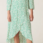 Ganni Green Printed Crepe Wrap Dress Photo 0