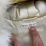 Rabbit Dyed Fur Full Zip Up Hoodie Jacket White Cream Soft Fluffy Size Medium Photo 2