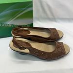 Easy Street  Slingback Sandals Die Cut Leather Uppers 9‎ Kaley Tan Brown New Photo 3