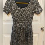 Lush Clothing Lush Black Floral Lace Short Sleeve Drop Waist Mini Dress Photo 1